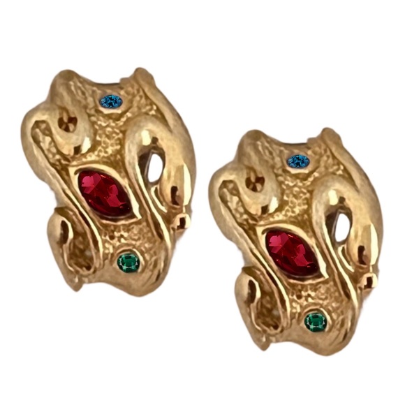 Vintage Jewelry - VINTAGE • Malabar Kada Antique Clip-On Earrings